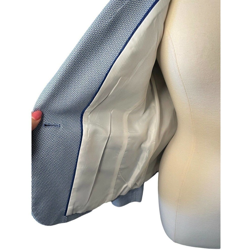 Talbots Blue Blazer Jacket Tiny Pattern Single Bu… - image 8